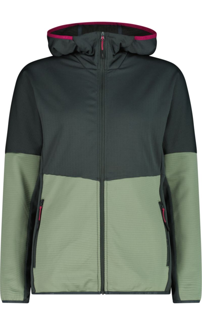 Pile W Fix Hood Striped Stretch Performance Green Tea