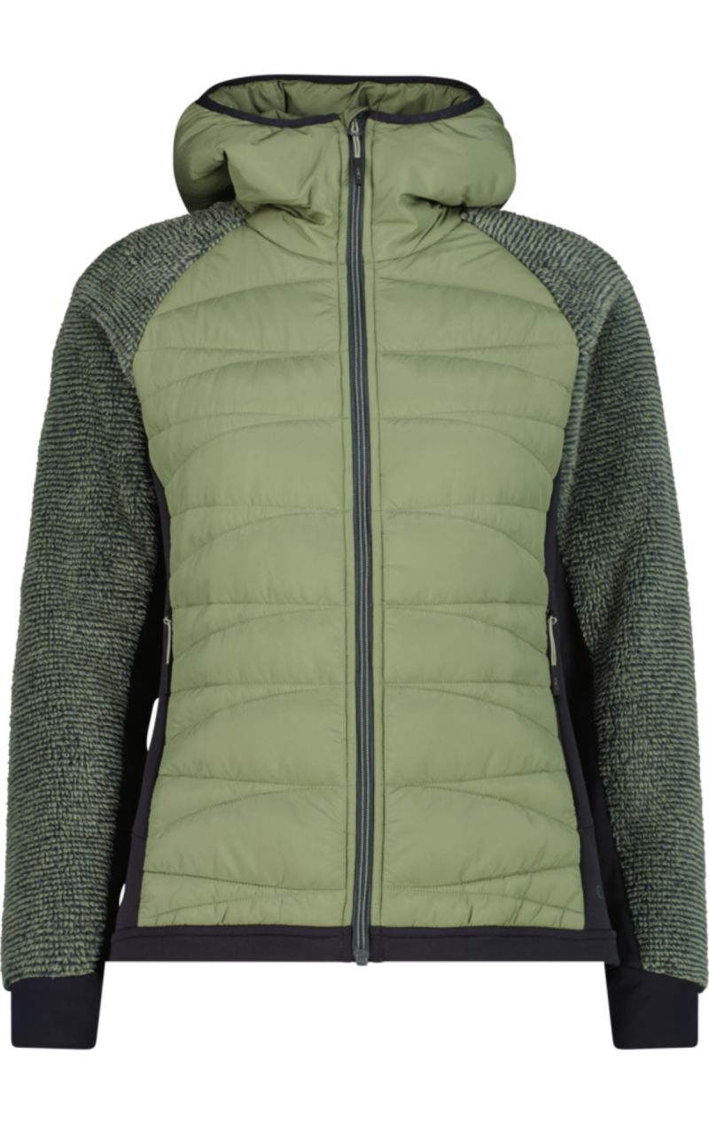 Giacca W Hybrid Fix Hood 30d Green Tea