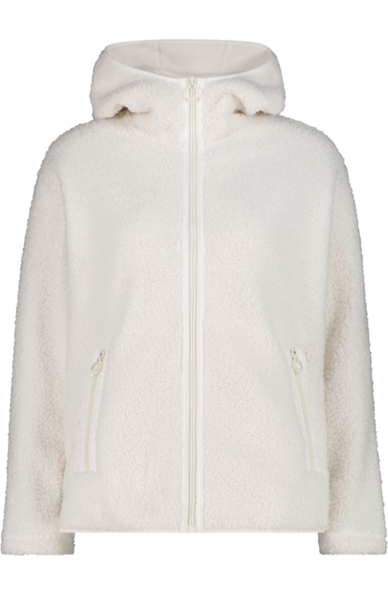 Giacca W Fix Hood Bonded Teddy Bianco Gesso
