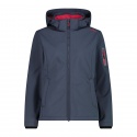 JACKET CMP W ZIP HOOD SOFTSHELL TITANIO CARMINIO