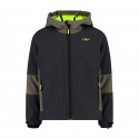 JACKET CMP KID FIX HOOD SOFTSHELL ANTRACITE OLIVE